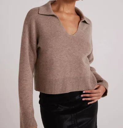 Bella Dahl Pullover Sweater With Collar In Heather Fawn