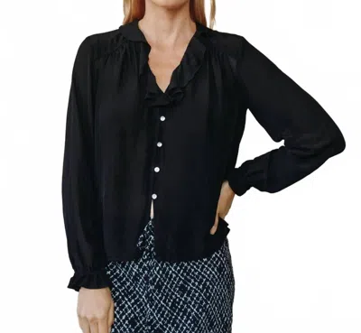 Bella Dahl Raglan Ruffle Blouse In Black