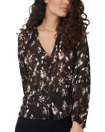 Bella Dahl Raglan Ruffle Neck Blouse In Black