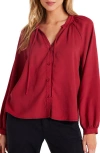 Bella Dahl Raglan Sleeve Button-up Top In Ruby Red