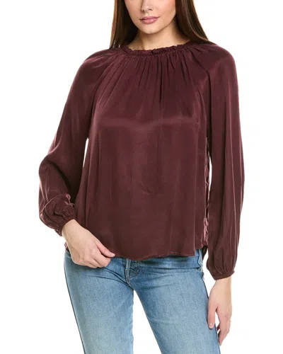 Bella Dahl Raglan Sleeve Shirred Neck Top In Red