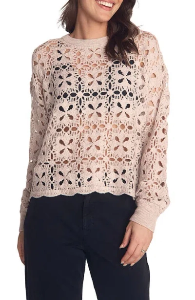 Bella Dahl Relaxed Fit Sheer Wool & Cashmere Sweater In White