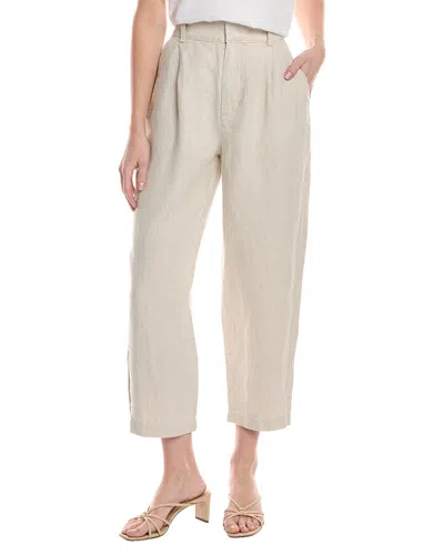 Bella Dahl Relaxed Pleat Front Linen Trouser In Brown