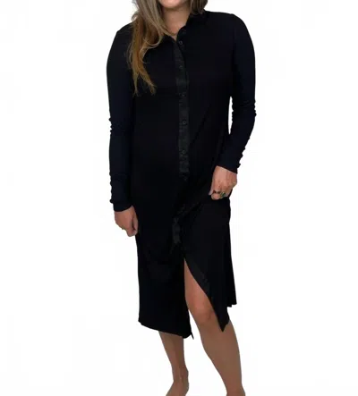 Bella Dahl Rib Button Down Shirt In Black