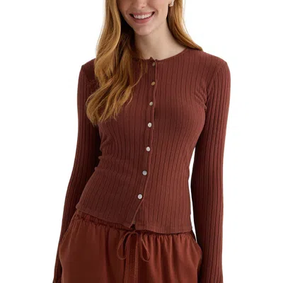 Bella Dahl Rib Cardigan In Brown