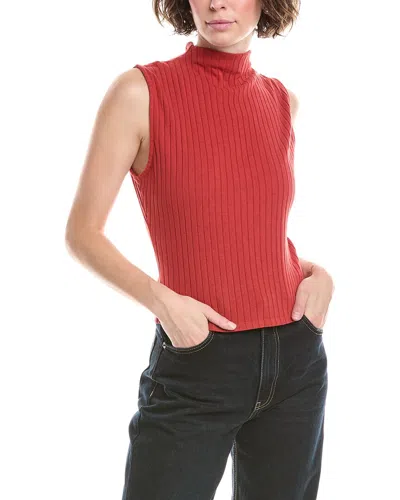 Bella Dahl Ribbed Mock Neck Top In Red