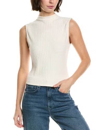 Bella Dahl Ribbed Mock Neck Top In Neutral