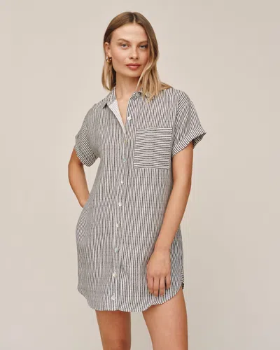 Bella Dahl Roll Sleeve Pocket Shirt Dress In Gray