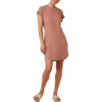 Bella Dahl Roll Sleeve Slub T-shirt Dress In Terracotta Brown