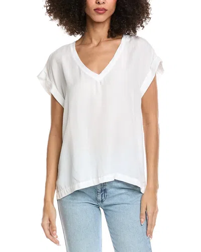 Bella Dahl Roll Sleeve V-neck T-shirt In White
