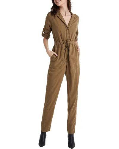 Bella Dahl Roll Tab Sleeve Jumpsuit In Brown