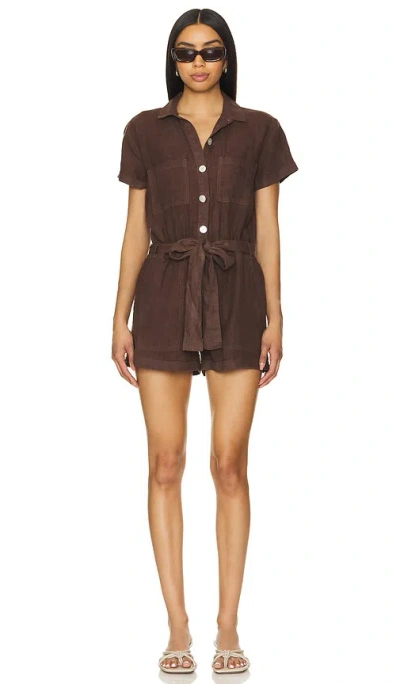 Bella Dahl Rolled Hem Utility Romper In Chocolate