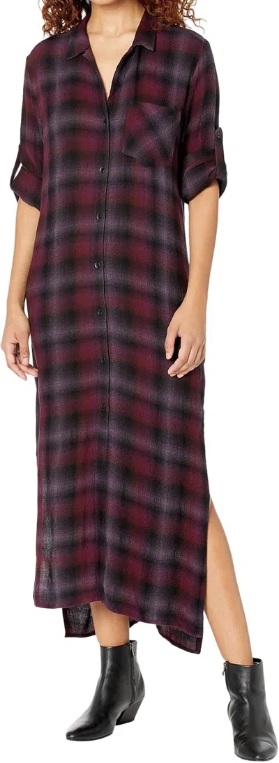 Bella Dahl Rolled Sleeve Duster Dress In Boysenberry In Red