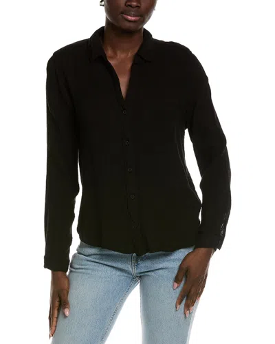 Bella Dahl Rounded Hem Button Down Shirt In Black