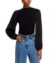 Bella Dahl Ruched Waist Flowy Sleeve Top In Black