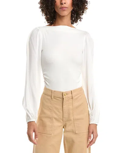 Bella Dahl Ruched Waist Flowy Sleeve Top In Winter White