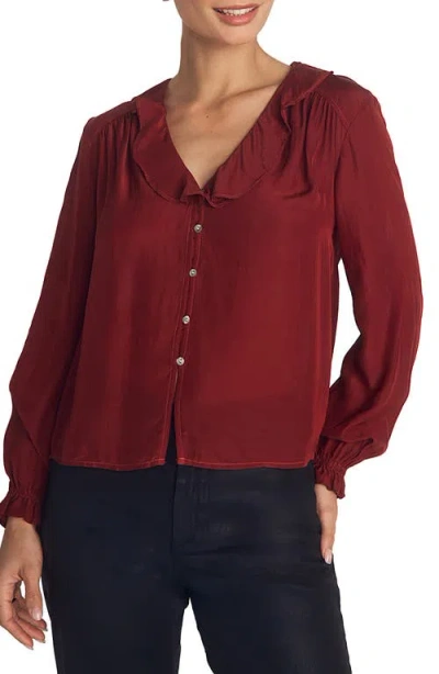 Bella Dahl Ruffle Collar Button-up Shirt In Brown