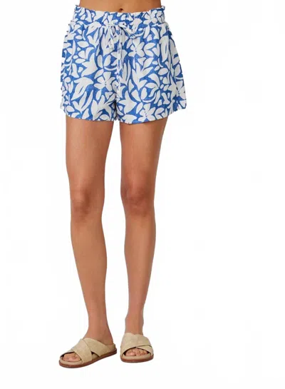 Bella Dahl Ruffle Edge Short In Stamped Floral Print In Blue