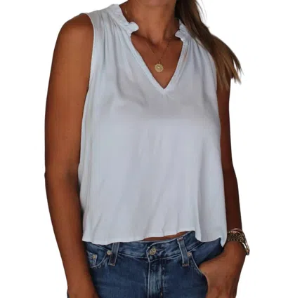 Bella Dahl Ruffle Neck Tank Top In Blue