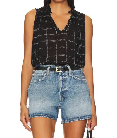 Bella Dahl Ruffle Neck Tank Top In Plaid In Multi