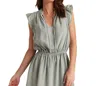 Bella Dahl Ruffle Cap Sleeve Split Neck Minidress In Multi