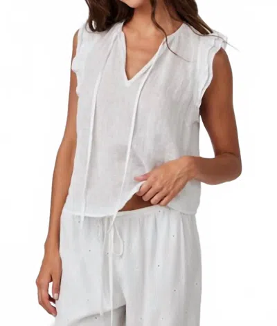 BELLA DAHL RUFFLE SLEEVE TIE NECK IN WHITE