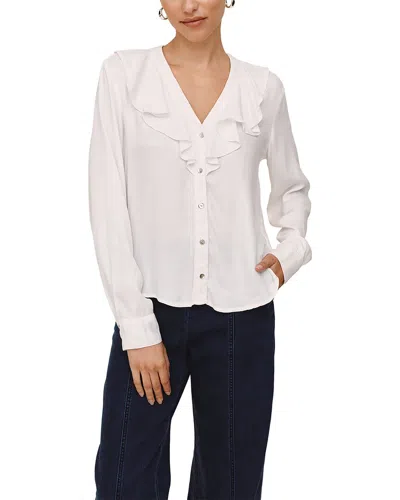Bella Dahl Ruffle V-neck Button Up In White
