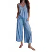 Bella Dahl Ruffle Waist Wide Leg Crop Pants In Light Riviera Wash In Multi