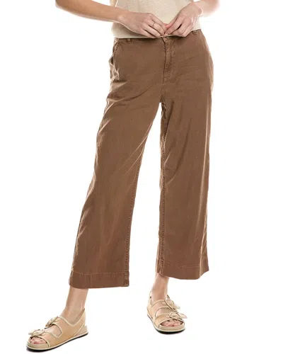 Bella Dahl Saige Wide Leg Crop Linen-blend Pant In Brown