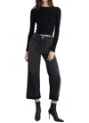 Bella Dahl Saige Wide Leg Crop Release Hem Jeans In Shadow Wash In Black