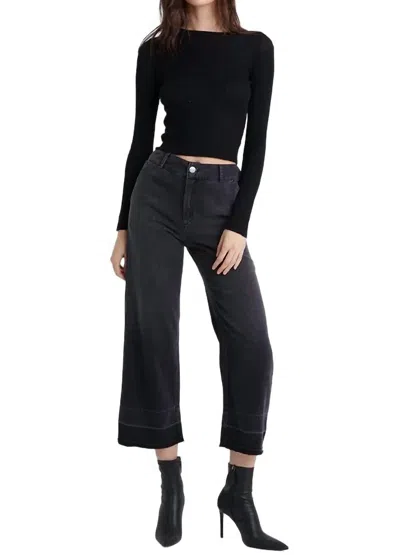 Bella Dahl Saige Wide Leg Open Hem Crop Pants In Dark Shadow In Multi