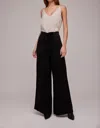 Bella Dahl Satin Front Pleated Wide Leg Pant In Black In Black
