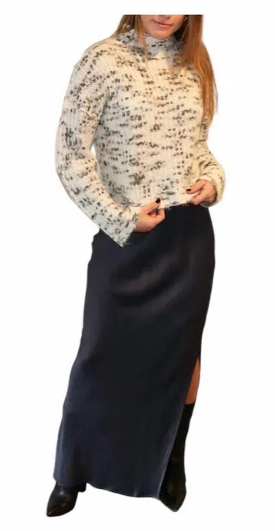 Bella Dahl Satin Side Slit Maxi Skirt In Odyssey Grey In Blue