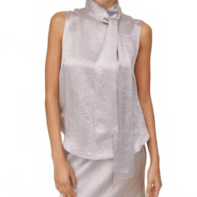 Bella Dahl Scarf Neck Blouse In Silver In Purple