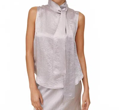 Bella Dahl Scarf Neck Blouse In Silver In White