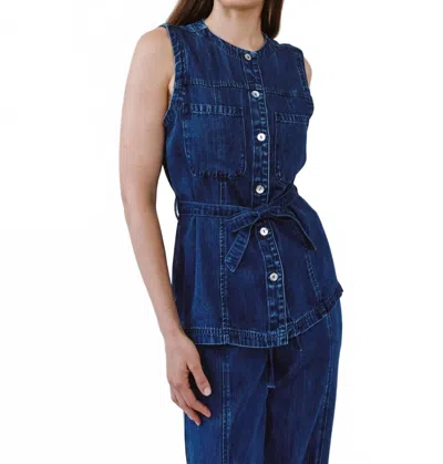 Bella Dahl Seamed Belted Denim Vest In Horizon Blue Wash