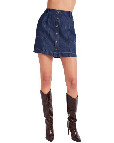 Bella Dahl Seamed Button Front Linen-blend Skirt In Blue