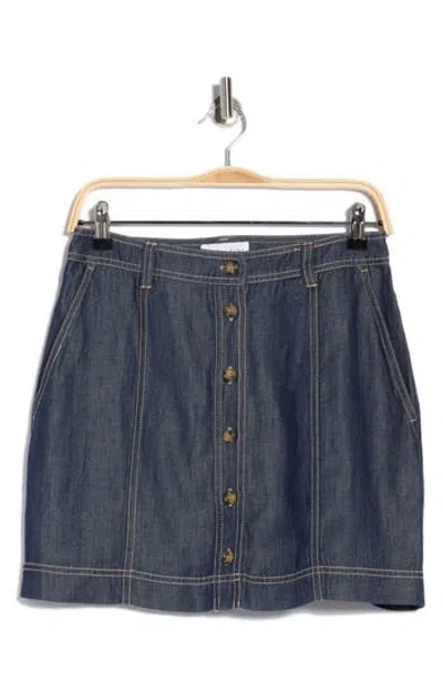 Bella Dahl Seamed Button Front Miniskirt In Blue