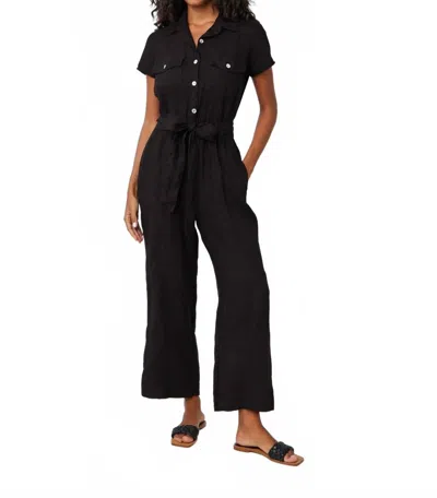 Bella Dahl Seamed Buttoned Front Jumpsuit In Black