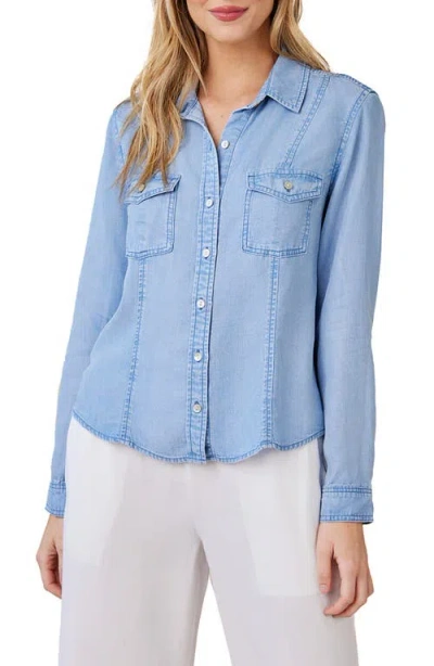 Bella Dahl Seamed Chambray Button-up Shirt In Coastal Spray Wash