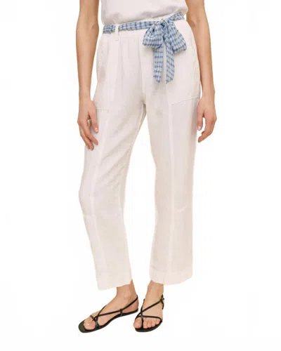Bella Dahl Seamed Pant With Printed Sash In White In Neutral