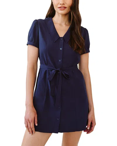 Bella Dahl Seamed Puritan Collar Mini Dress In Blue