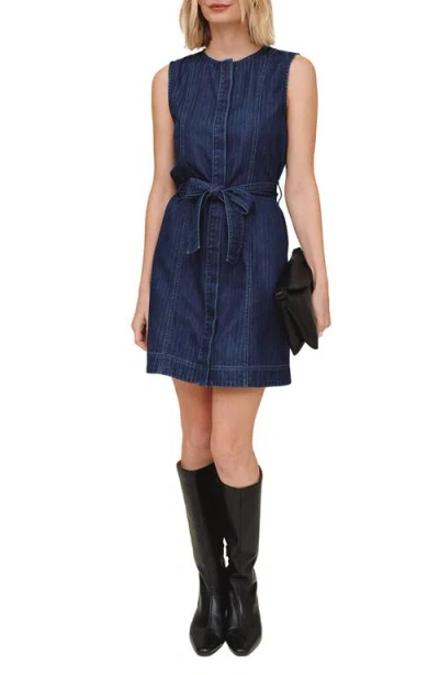 Bella Dahl Seamed Sleeveless Denim Minidress In Herringbone Wash
