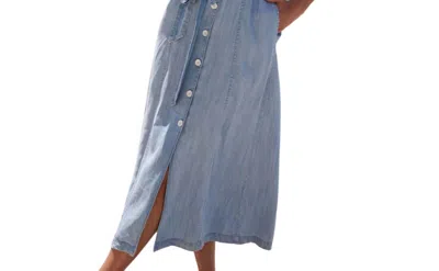 Bella Dahl Seamed Sleeveless Midi Dress In Caribbean Wash In Blue