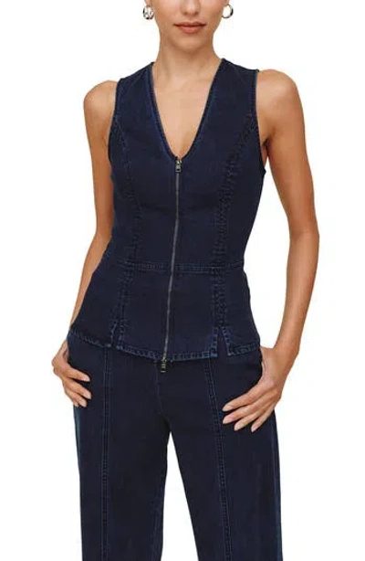 Bella Dahl Seamed Zip Vest In Blue