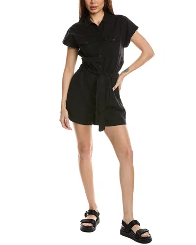 Bella Dahl Searose Rolled Sleeve Linen-blend Romper In Black