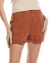 Bella Dahl Sedona Rolled Cuff Linen-blend Utility Short In Brown