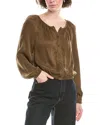 Bella Dahl Shirred Blouse In Brown