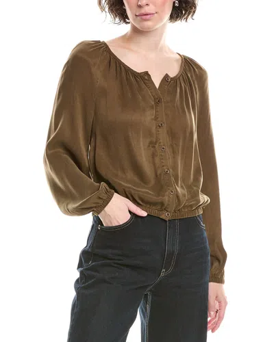 Bella Dahl Shirred Blouse In Brown