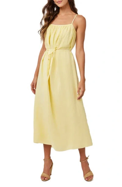 Bella Dahl Shirred Bodice Linen Dress In Dahlia Yellow